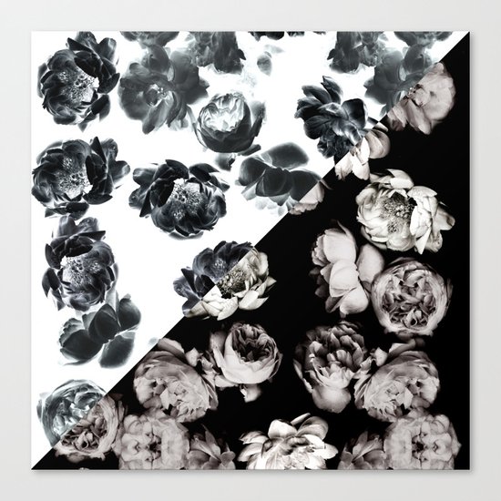 Black & White Floral Pattern Canvas Print