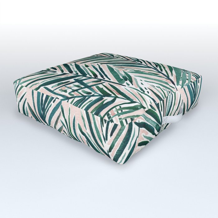 SUNSET PALMS Blush Tropical Print Outdoor Floor Cushion