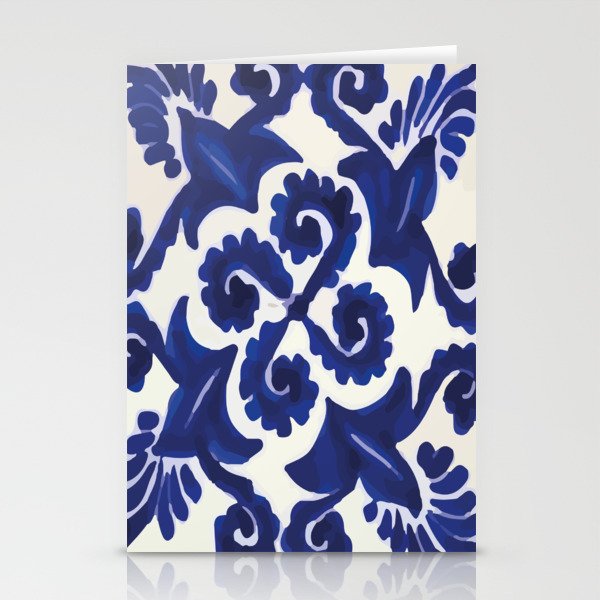 Talavera mexican tile traditional blue ceramic mosaic Stationery Cards