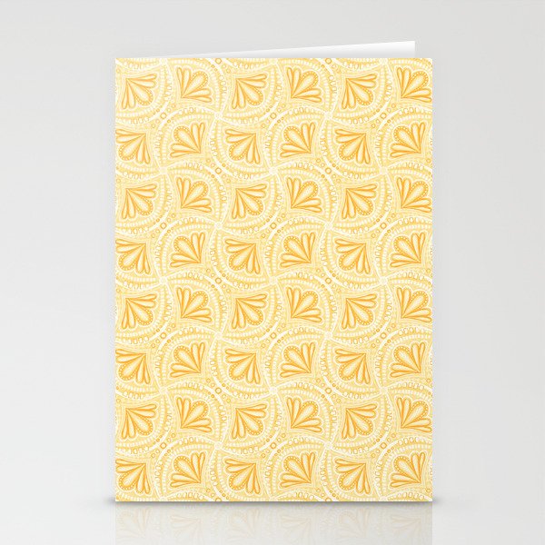 Textured Fan Tessellations in Warm Sunny Yellow Stationery Cards