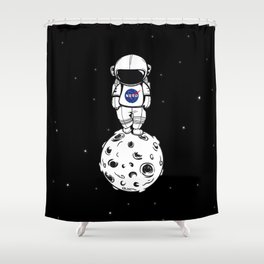 rolling in space Shower Curtain