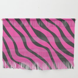 Abstract Retro Colorful Water Waves Art - Pink and Dark  Wall Hanging