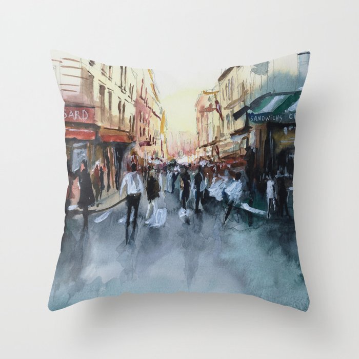 PARIS Street - Painting Throw Pillow