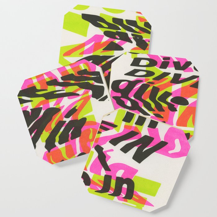"Dive In" Pink, Green & Black Coaster