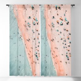 People On Beach, Portugal Beach, Summer Travel Beach Sea, Ocean Wall Art Print, Summer Sea Vibes Blackout Curtain