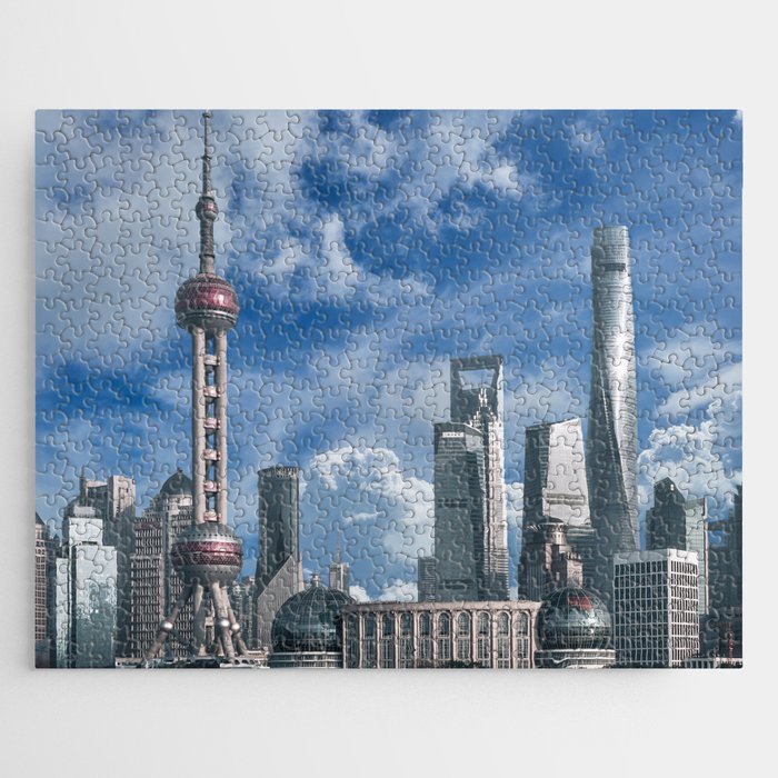 China Photography - Shanghai Under The Blue Cloudy Sky Jigsaw Puzzle