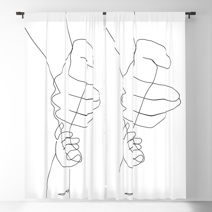 Father and Baby Pinky Swear / hand line drawing  Blackout Curtain