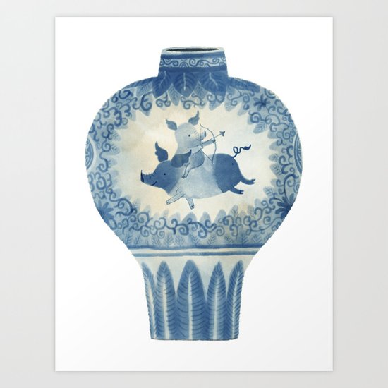 Pig Vase Art Print