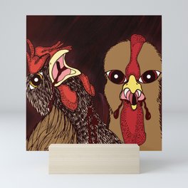So the Rooster Fell In Love with the Hen Mini Art Print