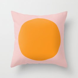 Margo Collection: Minimalist Modern Geometric Orange Circle on Pink Throw Pillow