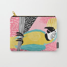 Holy Moly - memphis throwback retro neon bird macaw tropical island pop art bird watching 1980s Carry-All Pouch