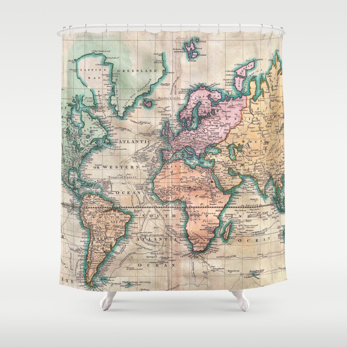 Vintage World Map 1801 Shower Curtain