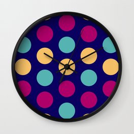 54 Colorful circles - matches 30, 34, 38, 42, 46, 50 patterns Wall Clock | Navyblue, Darkblue, Colorful, Mint, Simple, Graphicdesign, Minimal, Round, Nice, Pink 