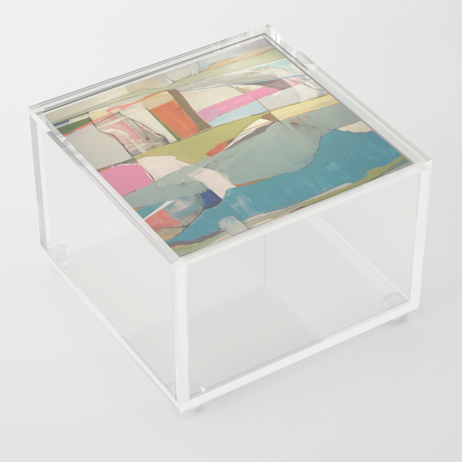 Tidal Pool Abstract Art In Turquoise Cream White Orange And