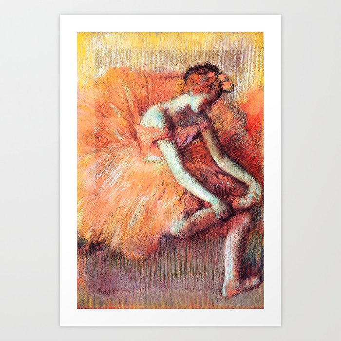 The Dancer by Edgar Degas : Peach Ballerina Art Print