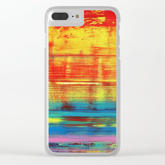 Sunny Sunset, Colorful Abstract Art Clear iPhone Case
