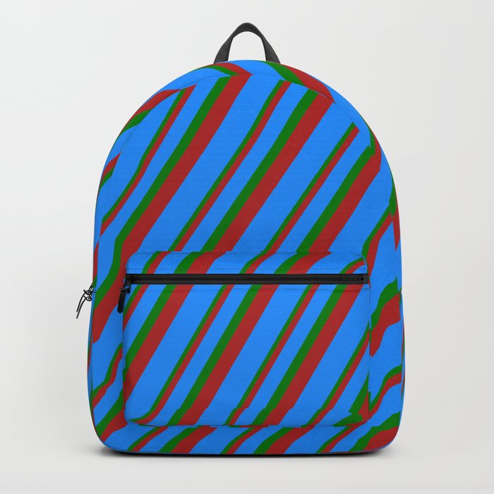 Red, Blue, and Green Colored Stripes Pattern Backpack