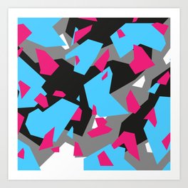 Light blue\Black\Grey\Pink Geometric camo Art Print