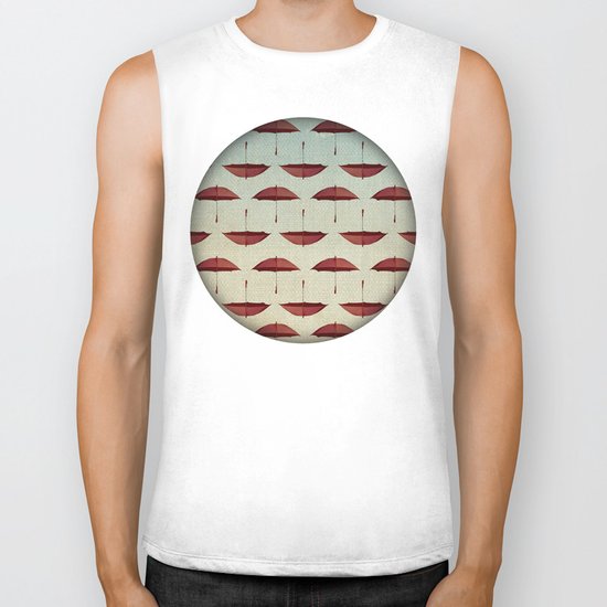 raining umbrellas pattern Biker Tank