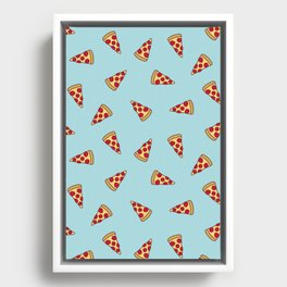 Pizza Slice Pattern (light aqua blue) Framed Canvas