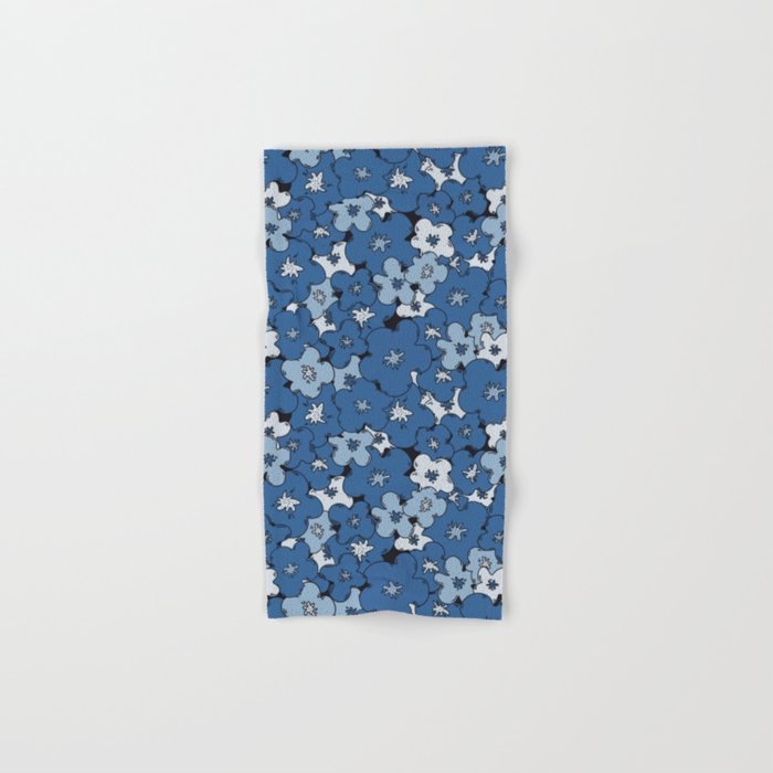 Big simple monochromatic blue flowers pattern Hand & Bath Towel