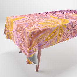 Hawaiian - Polynesian -Gold And Violet Tropical Camo Tablecloth