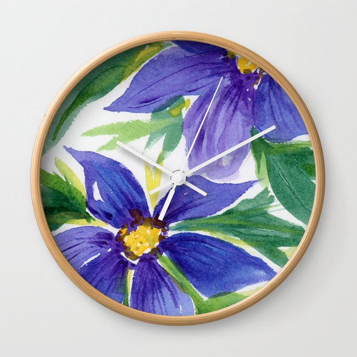 Purple Clementine Flowers Wall Clock