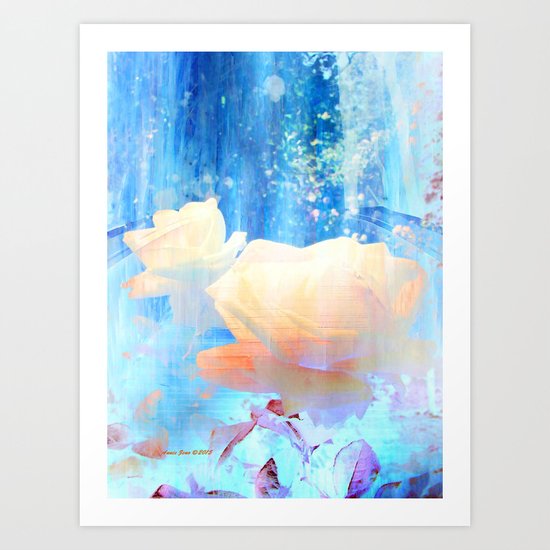 Yellow Roses By The Bridge By Annie Zeno Art Print