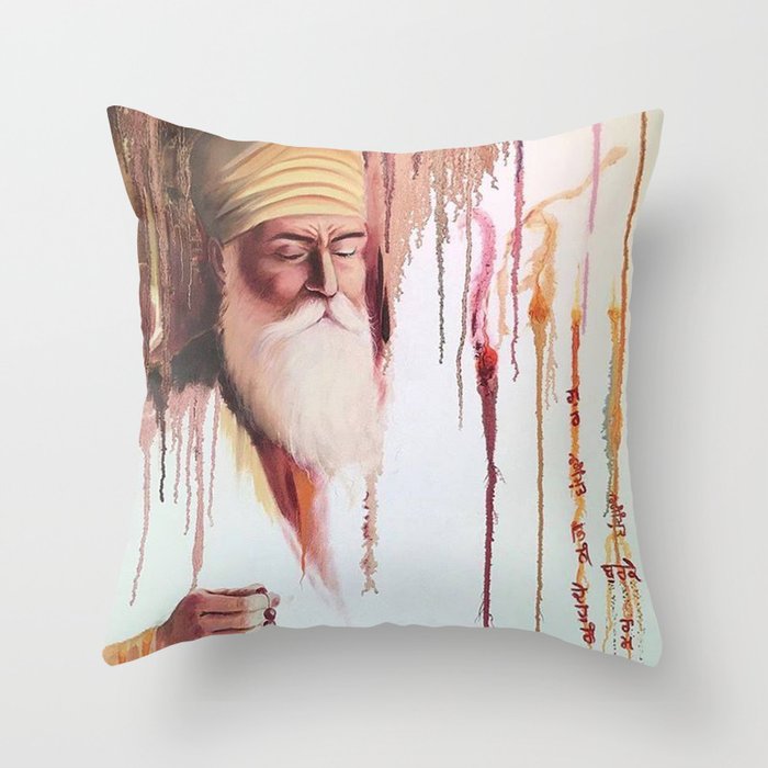 Guru Nanak Watercolour Throw Pillow