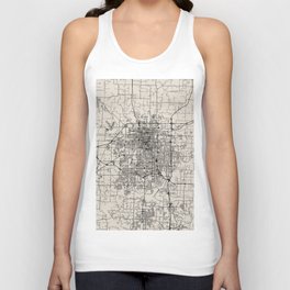Springfield, Missouri - USA - Black and White Minimal City Map Unisex Tank Top
