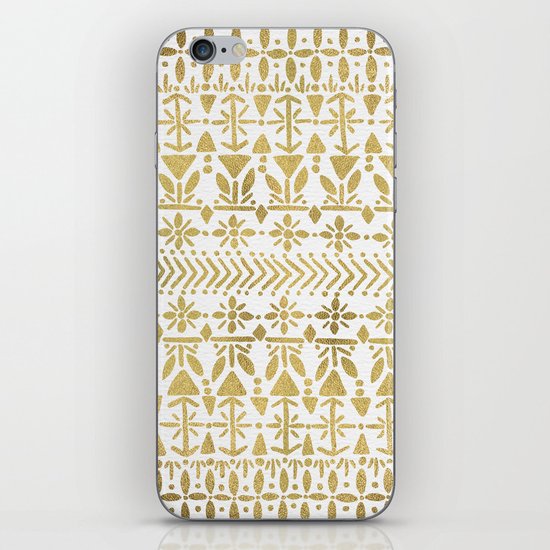 Norwegian Pattern – Gold on White iPhone Skin