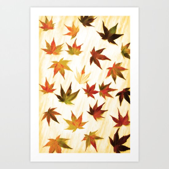 AUTUMN LEAVES PATTERN #3 #decor #art #society6 Art Print
