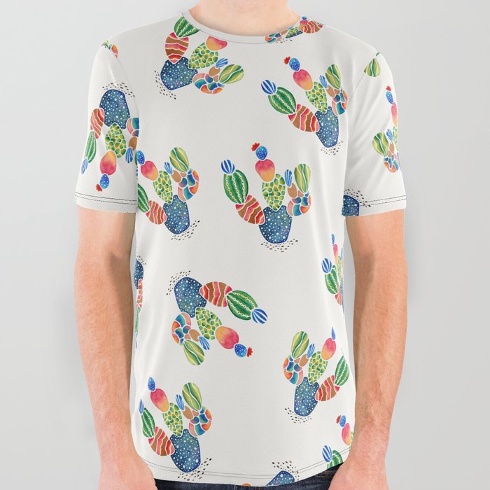 Colorful and abstract cactus All Over Graphic Tee