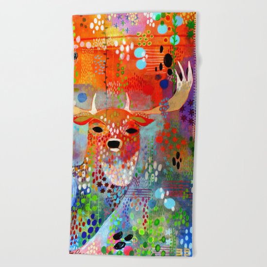 The Deer in the Thicket Beach Towel