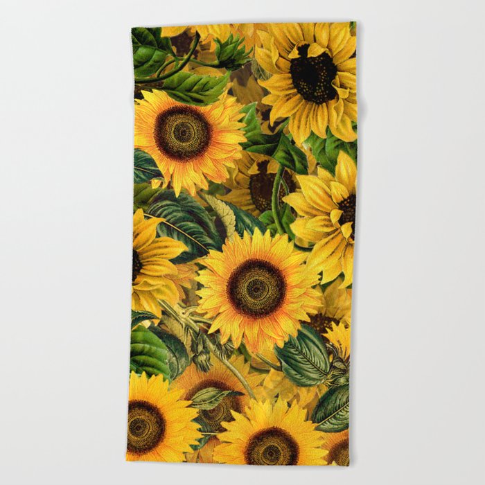 Vintage & Shabby Chic - Noon Sunflowers Garden Beach Towel