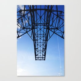 Tower crane structure and perfect blue sky in the harbor  Canvas Print