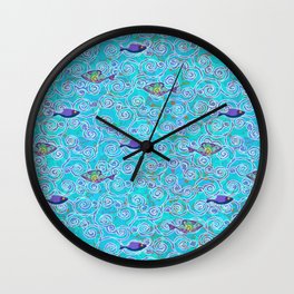 Aquatic Life Batik Wall Clock
