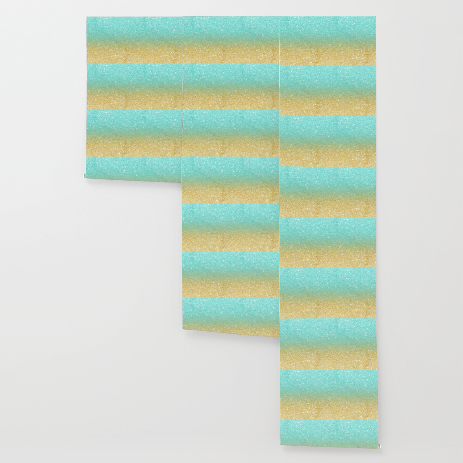 Modern Robbin Egg Blue Glitter Ombre Gold Glitter Wallpaper By