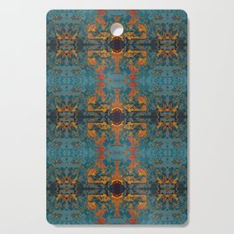 The Spindles- Blue and Orange Filigree  Cutting Board