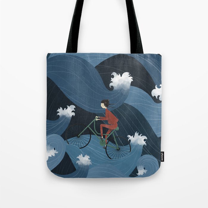 Pedalling Through the Dark Currents Tote Bag
