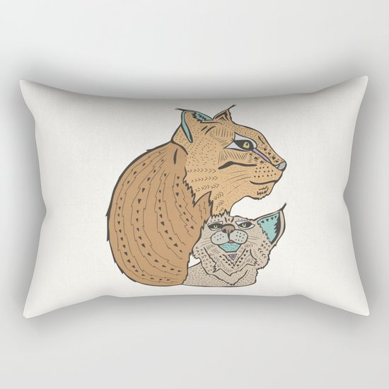 Mama And Baby Lynx Rectangular Pillow