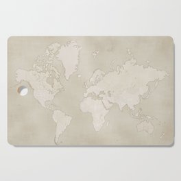 Sepia vintage world map with cities Cutting Board