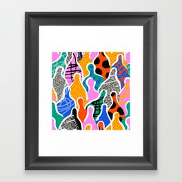 Colorful diverse people collage art pattern Framed Art Print