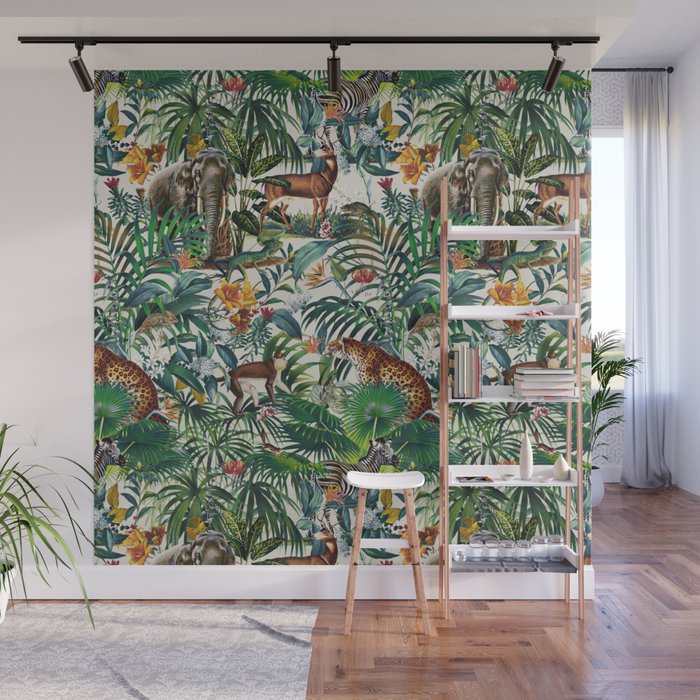 Floral and Animals Pattern III Wall Mural