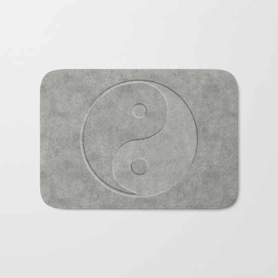 Yin and Yang Symbol embossed concrete stone Bath Mat