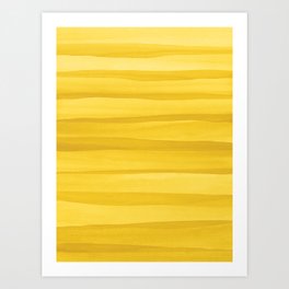 Yellow Watercolor Lines Pattern Art Print