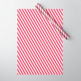 [ Thumbnail: Beige & Deep Pink Colored Lines Pattern Wrapping Paper ]