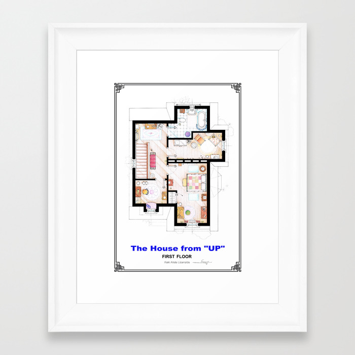 The House From Up First Floor Floorplan Framed Art Print