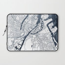 Copenhagen Map Indigo Blue Watercolor by Zouzounio Art Laptop Sleeve