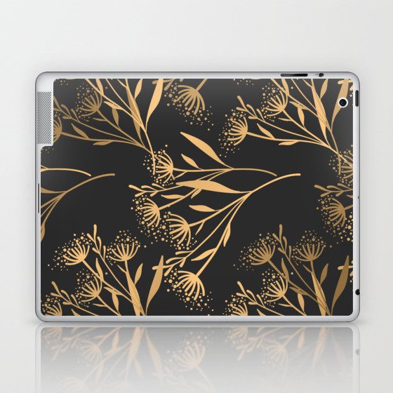 Golden Luxury Elegant Floral Nature Pattern Laptop & iPad Skin